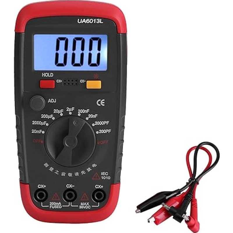 Zenithaur Profesionalus kondensatorių testeris Skaitmeninis talpos matuoklis 0.1PF - 20000UF su LCD ekranu ir apsaugine liemene 1999