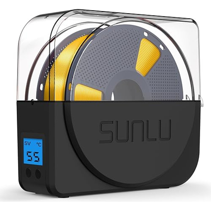 SUNLU oficialus gijų džiovintuvas S1 Plus su ventiliatoriumi, džiovinimo dėžutė be drėgmės, skirta 3D spausdintuvo gijoms, lengvai naudojama, nešiojama, PLA PETG ABS TPU gijų džiovinimo dėžutė SUNLU S1+, (juoda)
