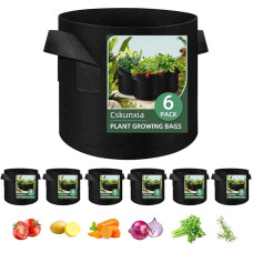 Cskunxia Pack of 6 38 L Non-Woven Fabric Plant Bags, Garden Plant Grow Bags, Grow Bag for Vegetables, Flowers, Tomatoes (10 Gallons)
