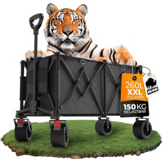 XXL rankinis vežimėlis sulankstomas 260 L 150 kg keliamoji galia Tvirtas rankinis vežimėlis bet kokiai vietovei BigDean