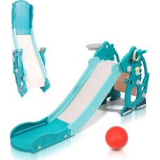 Ansobea Slide, 4-in-1 Children's Slide with English Early Learning Machine, Children's Fun Slide, Slide for Children from 2 Years, Indoor and Outdoor Slide, Green