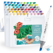 Ohuhu Alkoholinis žymeklis, 60 spalvų, plonas, platus ir plonas dvigubas antgalis, alkoholinis žymeklis menininkams, suaugusiesiems, spalvinimui, piešimui, kraštovaizdžiui, dizaino žymeklis su rašalu, kurį galima papildyti - Kaala serija