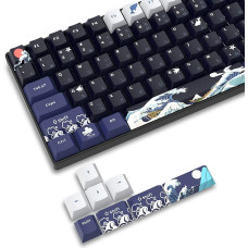 XVX PBT Keycaps, 132 Keys, Great Wave Off Kanagawa Japanese Keyboard Set, 5 Side Dye-Sub Custom Keycaps, Cherry Profile for Cherry/Gateron MX Switches