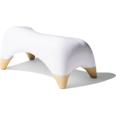 ASDFG TUSHY Ottoman Relaxed - aukščiausios kokybės tualeto kėdė vonios kambariui - modernus elegantiškas dizainas - balta / bambuko, trumpa