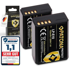 PATONA Protect V1 LP-E10 fotoaparato akumuliatoriaus paketas (tikras 1020 mAh) su NTC jutikliu ir V1 korpusu - suderinamas su 