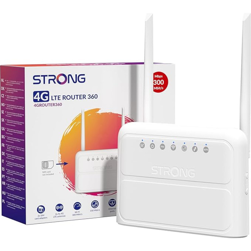 Stiprus N300 Mbps WiFi 4G maršrutizatorius, 4G Cat4 LTE tinklas, tvirtos išorinės antenos, 4G maršrutizatorius su SIM kortele, 100Mbps LAN prievadai, SIM kortelės maršrutizatorius, mobilusis WiFi maršrutizatorius, 