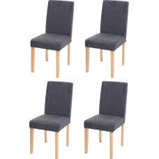 Mendler Littau Set of 4 Dining Chairs / Kitchen Chairs / Textile / Anthracite Grey / Light Legs