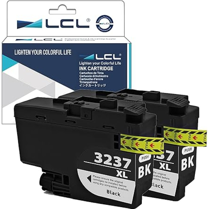 LCL suderinama rašalo kasetė LC-3237 LC3237 XL LC3237XL LC-3237BK LC3237BK LC3237BK pigmentinė (2 vnt., juoda), skirta Brother MFC-J5945DW MFC-J6945DW MFC-J6945DW MFC-J6947DW HL-J6000DW HL-J6100DW