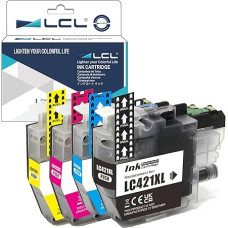 LCL LC421XL didelės talpos suderinama rašalo kasetė Brother LC-421 LC-421XL LC421XL LC421XL LC421VAL LC421XLVAL DCP-J1050DW DCP-J1140DW MFC-J1010DW (juoda, žydra, purpurinė, geltona, 4 pakuotės)