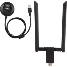 USB Network Card RTL8812AU AC USB 2.4G/5.8G Dual Band WiFi Dongle Adapter Support WPA WPA2 WEP 802.1X WMM Data Encryption Wireless Network Card with Strong Anti-Interference