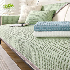 FYFWPA Sofa Cover Ice Silk Sofa Cover Soft: Pet Non-Slip Sofa Protector Vintage 1/2/3/4 Seater Couch Cover Plain Sofa Throws for U Shape L Shape Sectional Sofa (Green, 120 x 160 cm)