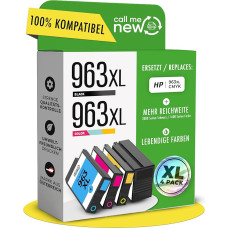 callmenew 963XL spausdintuvo kasetės - suderinamos su HP 963 Multipack/HP 963XL (CMYK) - 4 Multipack 963 XL, XL diapazonas, Smart Chip pakaitalas OfficeJet Pro 9010/9020 serijai