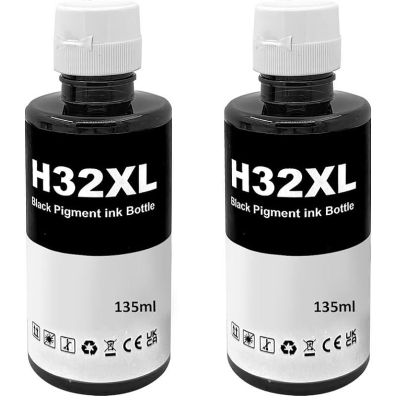 SHUOLEI 32XL rašalo pildymo pakuotė, suderinama su HP 32XL rašalu, skirtu spausdintuvui 5105 7005 7006 7305 7306 7605 315 319 455 515 516 415 419 (2 pakuotės, 2 juodos spalvos)