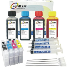 refill24 604 604XL pakartotinai užpildomos greito užpildymo kasetės su automatinio nustatymo mikroschema, suderinamos su Expression Home XP- 2200, 2205, 3200, 3205, 4200, Workforce WF- 2910, 2930, 2835, 2950 + 400 ml rašalo