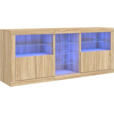 vidaXL Sideboard, Chest of Drawers with Lots of Storage Space, Highboard Cabinet with LED Lights, Sideboard, Side Cabinet, Standing Cabinet, Modern, Sonoma Oak