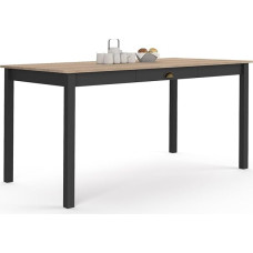IDMarket - ISIS stačiakampis valgomojo stalas 8 sėdimoms vietoms su stalčiumi, medžio ir juodos spalvos, 150 cm