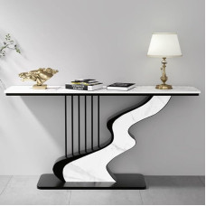 Stilvoller schmaler Konsolentisch - 59 Zoll rechteckiger Eingangstisch, Akzenttisch hinter dem Sofa mit Metallfuß, Moderne Flurmöbel für Wohnzimmer und Foyer (schwarz)