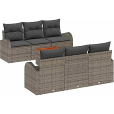 Rantry 7-teiliges Garten-Sofa-Set mit Kissen Grau Poly-Rattan Akazie Gartenlounge Modelis3347524