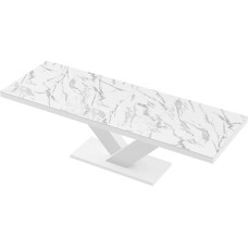 Dizainerių valgomojo stalas HE-999 Marble Natural High Gloss White High Gloss Išplečiamas nuo 160 iki 256 cm