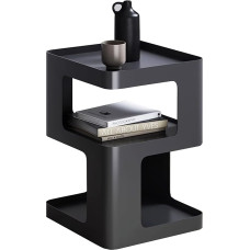 Šoninis staliukas Šiuolaikinis šoninis staliukas su saugykla Juodas metalinis naktinis staliukas Unikalus naktinis staliukas Akcentas Šoninis staliukas gyvenamajam kambariui Miegamasis Nereikia surinkti