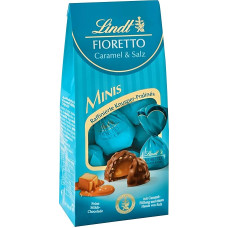 Lindt FIORETTO Minis šokolado maišelis Karamelė ir druska | 115 g maišelis | Maži šokoladiniai saldainiai su karamelės ir druskos įdaru, įvynioti į pieno šokoladą | Šokoladinė dovana | Šokoladinė dovana