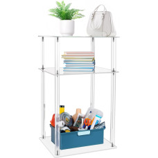 Jusalpha Heavy Duty akrilo šoninis stalas 3 pakopų mažas naktinis staliukas gyvenamajame kambaryje miegamojo akcentas šoninis stalas 14 x 11,7 x 23 colių