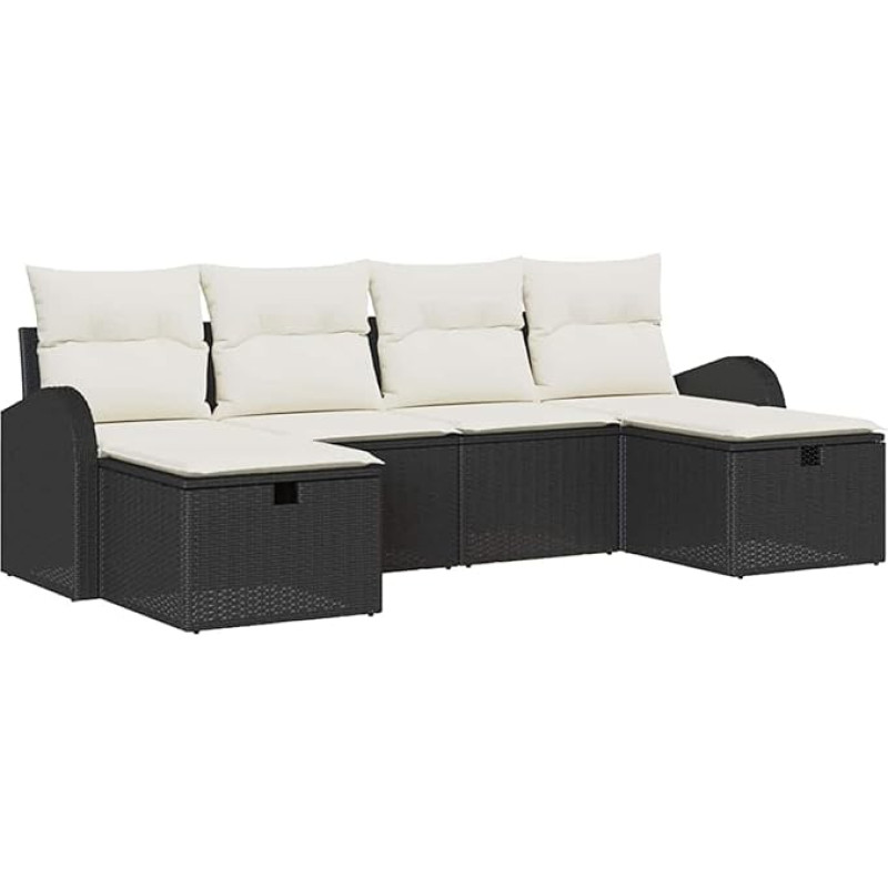 6 dalių sodo sofos komplektas su kilimais Schwarz Poly-Rattan Gartenlounge Modelis3359116