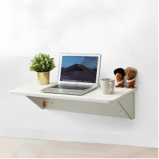 Moderner Klapptisch zur Wandmontage, erhältlich in verschiedenen Größen, aus Massivholz, mit einem klick zusammenklappbar (weiß, 40 x 100 cm)