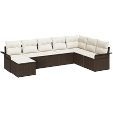 8-teiliges Garten-Sofa-Set mit Kissen Braun Poly-Rattan Gartenlounge Modelis3345478