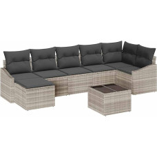 Rantry 8-teiliges Garten Sofa Set mit Kissen grau Poly Rattan Gartenlounge Modelis3346822