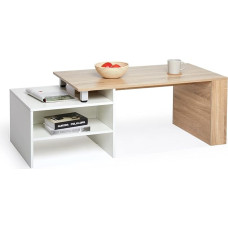 Meerveil Couchtisch, Wohnzimmertisch mit Stauraum Erweiterbare und Umkehrbarer Holz Modern für Wohnzimmer, 100x55x45 cm Weiß und Eiche
