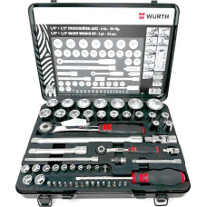 Würth Zebra veržliaraktis 1/4 + 1/2 colio šešiabriaunė veržlė 22 vnt. metaliniame dėkle