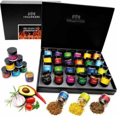 Hallingers BBQ Deluxe 24 Men's Things - Spice Gift Set Handmade, 24 BBQ Spices from Around the World (Set) - Gift Ideas Christmas & Gifts Advent Calendar | New Home Congratulations Friendsc