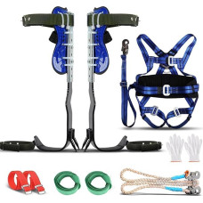 Tree Climbing Equipment Set, Height Adjustable Tree Climbing Spike, Retaining Rope Crampons Climbing Harness, Tree Climbing Spike Tree Climbing Tool Safety Belt Fall Protection