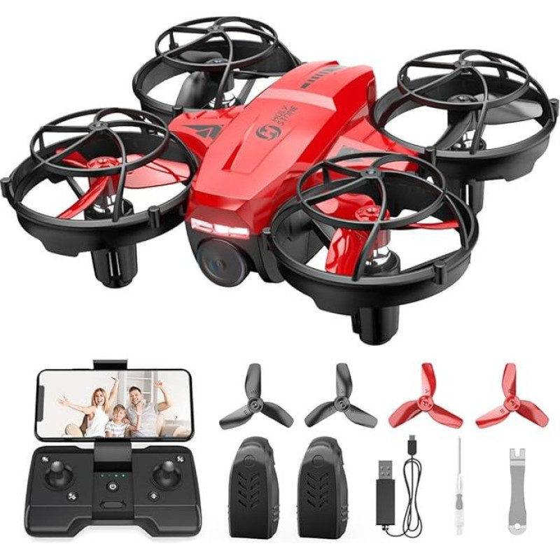 Šventojo akmens HS420 mini dronas su HD 1080P reguliuojama kamera, su 2 valdymo režimais, avariniu išjungimu, apskritimu, 360° salto, 360° salto režimu, be galvos, 2 greičiais Dovana pradedantiesiems, vaikams, bendrakeleiviams