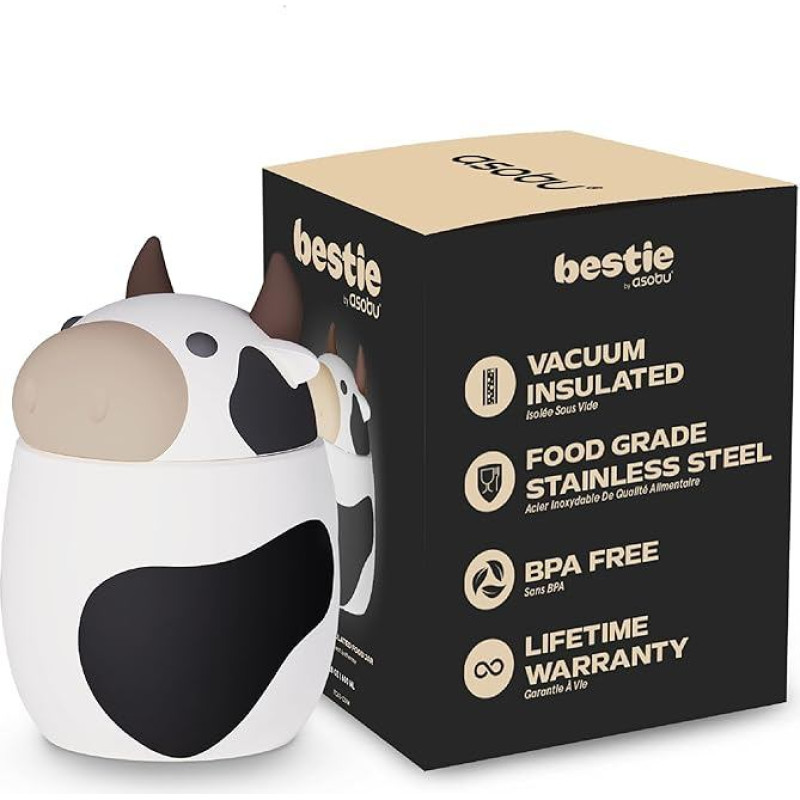 ASOBU BESTIE indelis maistui - vakuuminis izoliuotas nerūdijančio plieno indelis su smagiu silikoniniu dangteliu - išlaiko maistą karštą arba šaltą kelias valandas - idealiai tinka maistui kelionėje