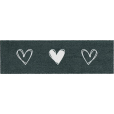 MOCAVI Mat Doormat Indoor and Outdoor Washable High Quality Rimless 30 x 100 cm Hearts Anthracite Long Narrow Shoe Parking Space