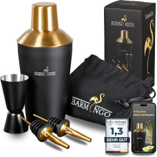 Cocktail Shaker Set [1.3 - Very Good] - 500 ml Stainless Steel Cocktail Shaker with Bar Accessories, Cocktail Set | Bar Set | Bartender Set | Cocktail Mix Set | Bar Gift Set | Black & Gold