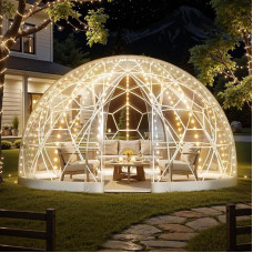 VEVOR Garden Dome 2.9x1.7m Clear Bubble Tent for 2-4 Person Geodesic Dome Greenhouse with Window PVC Tent for Backyard Patio Camping Party Wedding