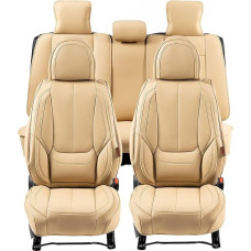 VEVOR Universal Car Seat Covers, Front and Back Seats, 13 Piece Faux Leather Seat Cover, Fully Enclosed Design, Removable Headrest & Airbag Compatible, Fits Most Trucks Beige