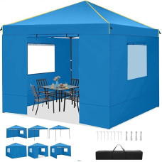 COBIZI Sulankstoma pavėsinė 3 x 3, pavėsinė 3 x 3 m, vandeniui atspari stabili žiemai atspari sulankstoma vakarėlių palapinė su 4 šoninėmis sienelėmis, iššokanti sodo pavėsinė, apsauganti nuo UV spindulių, skirta naudoti lauke, sulankstoma sodo palapinė, 