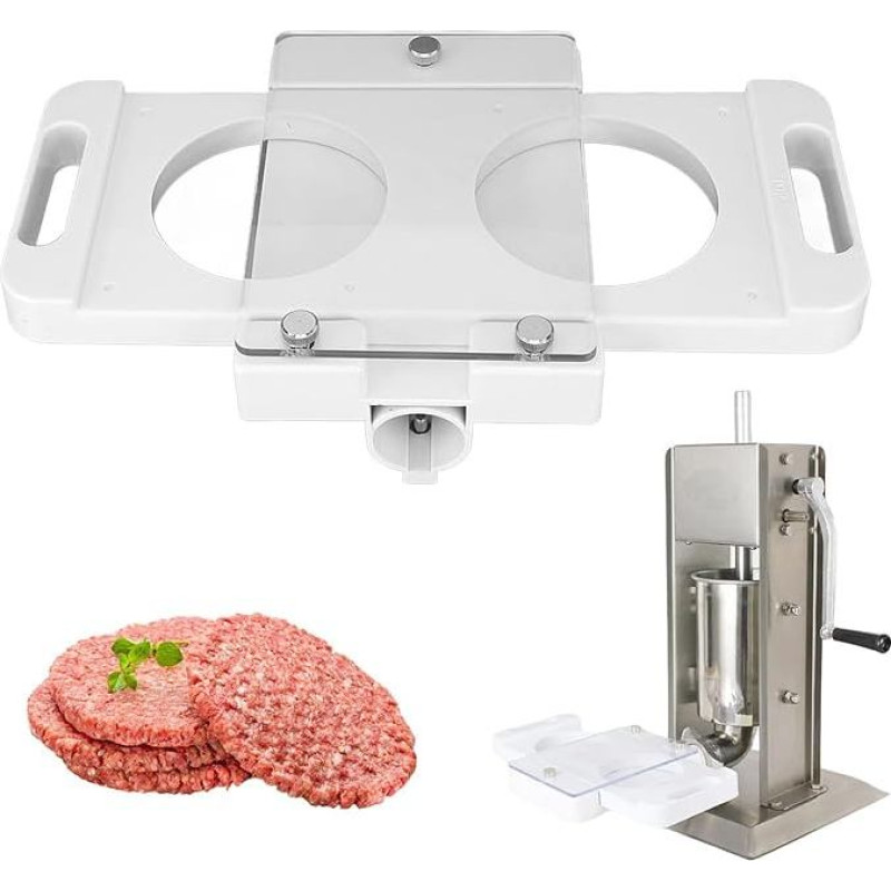 Hamburgerio spaudos pelėsių gamintojas 1 pakuotė Maisto klasės ABS 2 skylės Hamburgerio spaudos pyragaičių gamintojas su 5 mėsos infuzijos vamzdeliais Neprisvylanti mėsainių spaudos forma dešros užpildymo mėsmalė