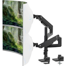 PUTORSEN monitoriaus laikiklis 2 monitoriams, skirtas 17-49 colių ekranui, dujinės spyruoklės dviejų monitorių stalo laikiklis, reguliuojamo aukščio pasukamas monitoriaus laikiklis, 2-20 kg svoris vienai rankai, VESA 75/100 mm