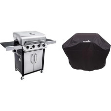 Char-Broil Convective 440S - 4 Burner Gas Grill with Side Burner, Stainless Steel & 140766 - Universal Weather Protection Cover for 3 & 4 Burner Gas Grill