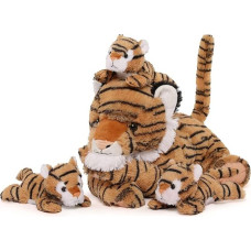MorisMos Plush Tiger XXL 50cm Big Tiger Mum with 3 Kawaii Babies in Belly Giant Tiger Plush Realistic Toy Gift for Girls Boys Birthday Christmas
