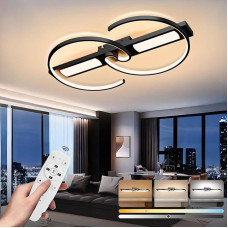 3CCT LED Ceiling Light Dimmable, 50 W 5500 LM Ceiling Light with Remote Control, Modern Black Living Room Lamp 3000 K - 6500 K Aluminium 50 cm Kitchen Lamp LED Lamp for Living Room Bedroom