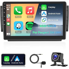 Hodozzy Car Radio 4G + 64G for Peugeot 208/2008 2012-2018 Android 8 Core 10.1 Inch IPS Screen GPS Navigation with Wireless Carplay Android Car Double DIN Car Radio Bluetooth DSP WiFi FM RDS Camera