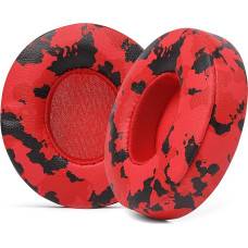 WC Extra Thick Replacement Ear Pads for Beats Solo 2 & 3 Wireless On-Ear Headphones by Wicked Cushions - Soft Leather, Luxury Memory Foam, Strong Adhesive | Red Camo