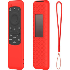 Silicone Protective Case Cover for Samsung Smart Solar Cell Remote Control BN59-01432A BN59-01432J BN59-01432 2023 TM2360E Anti-slip Shockproof Silicone Case with Neck Strap (Red)