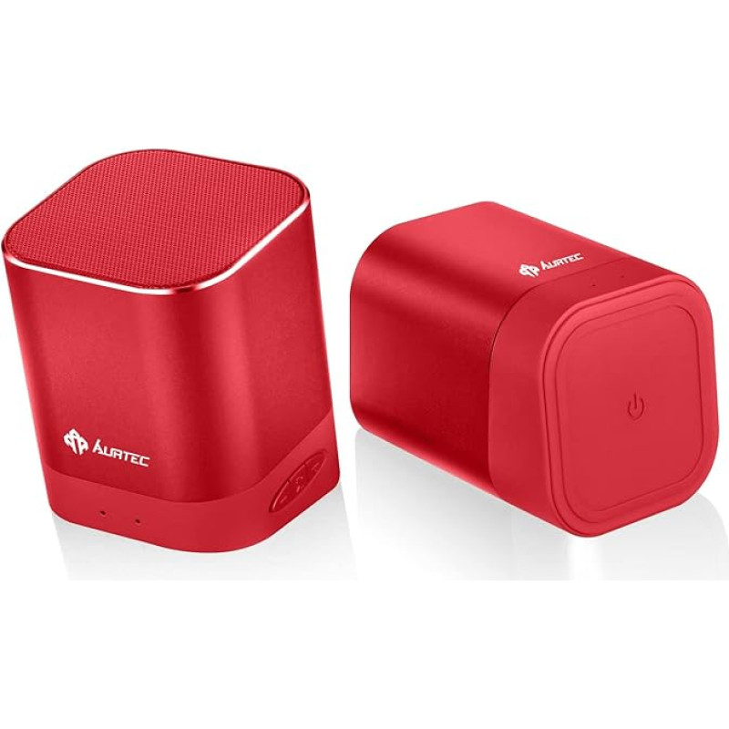 Portable Bluetooth Speaker AT1, AURTEC Dual Wireless Speaker with Real Wireless Stereo Technology, Strong Bass and Powerful Volume, Bluetooth 4.2 for iOS, Android and - Red